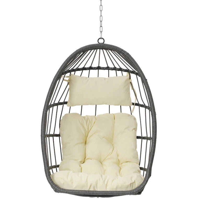 Fauteuil suspendu suspendu en osier gris pliable pour extérieur