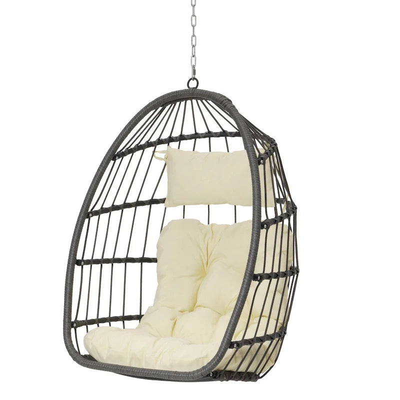 Fauteuil suspendu suspendu en osier gris pliable pour extérieur