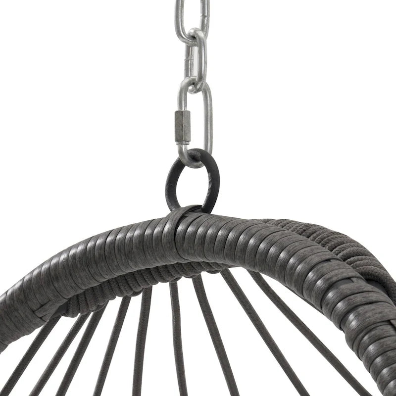 Fauteuil suspendu suspendu en osier gris pliable pour extérieur