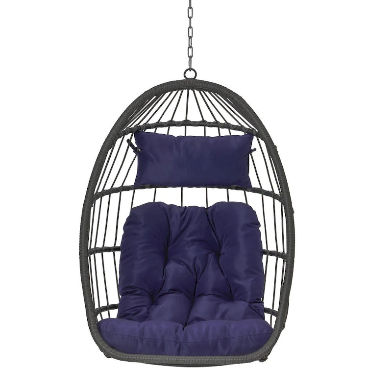 Fauteuil suspendu suspendu en osier gris pliable pour extérieur