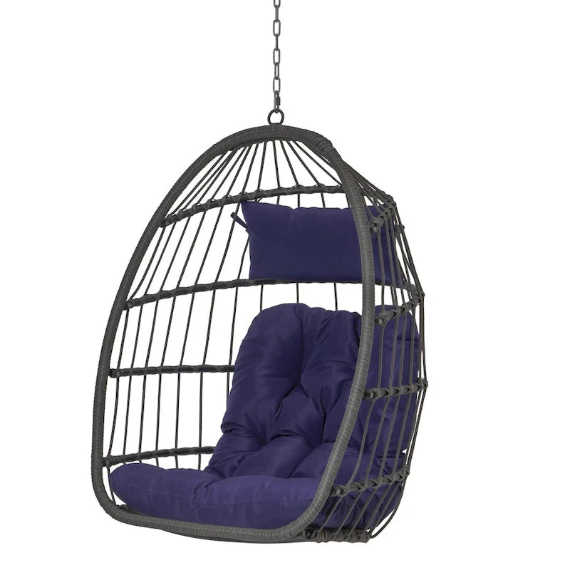 Fauteuil suspendu suspendu en osier gris pliable pour extérieur