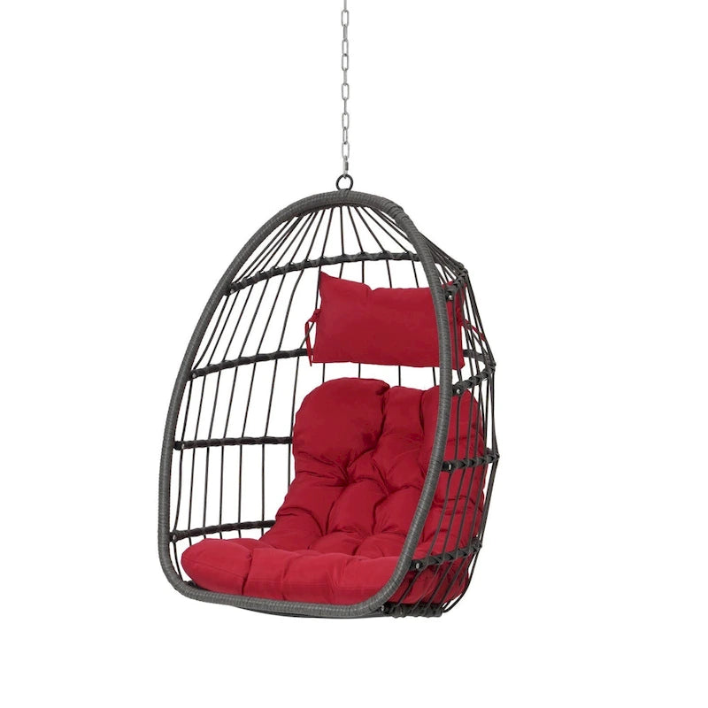 Fauteuil suspendu suspendu en osier gris pliable pour extérieur