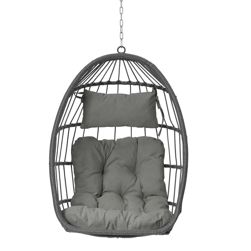 Fauteuil suspendu suspendu en osier gris pliable pour extérieur
