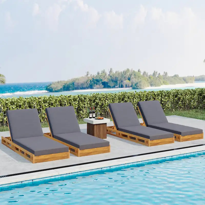 Christopher Knight Home - Ensemble de chaises longues d'extérieur Johnson en acacia