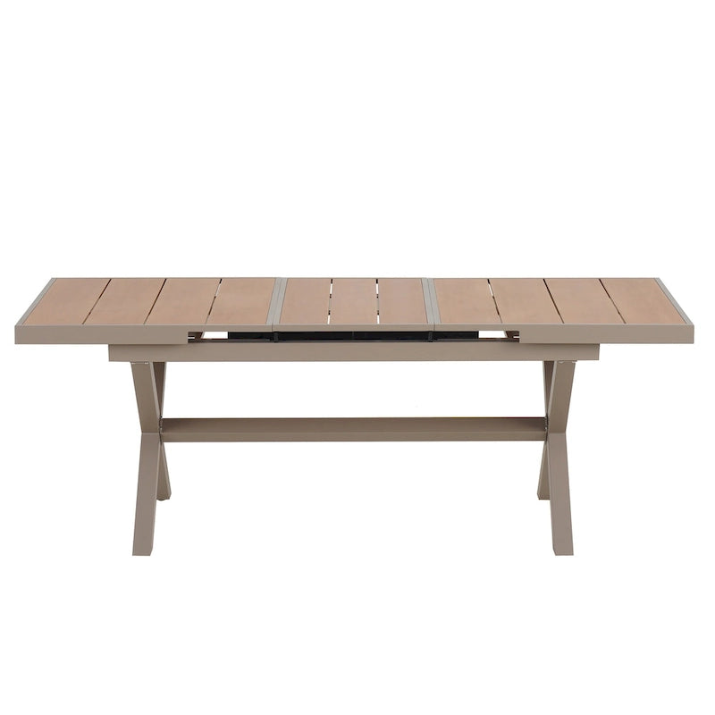 Ensemble de salle à manger d'extérieur extensible 7 pièces avec table extensible et 6 chaises avec accoudoirs