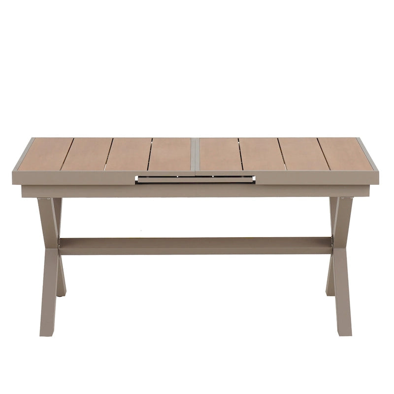 Ensemble de salle à manger d'extérieur extensible 7 pièces avec table extensible et 6 chaises avec accoudoirs