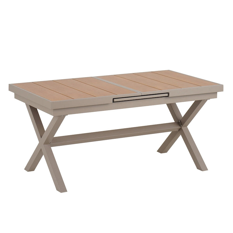 Ensemble de salle à manger d'extérieur extensible 7 pièces avec table extensible et 6 chaises avec accoudoirs