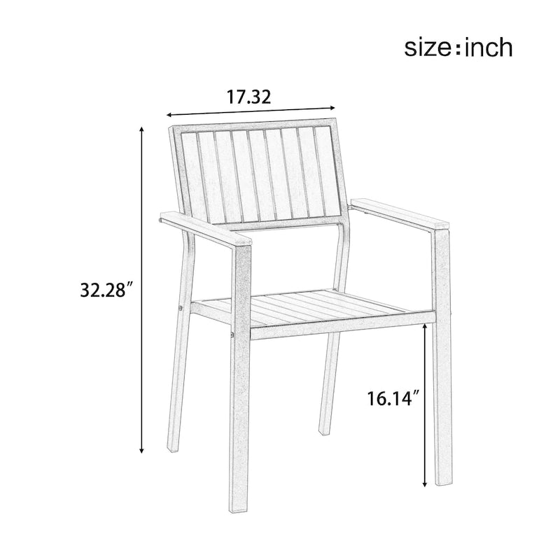 Ensemble de salle à manger d'extérieur extensible 7 pièces avec table extensible et 6 chaises avec accoudoirs