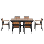 Ensemble de salle à manger d'extérieur extensible 7 pièces avec table extensible et 6 chaises avec accoudoirs