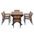Ensemble de salle à manger d'extérieur extensible 7 pièces avec table extensible et 6 chaises avec accoudoirs