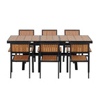 Ensemble de salle à manger d'extérieur extensible 7 pièces avec table extensible et 6 chaises avec accoudoirs