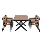 Ensemble de salle à manger d'extérieur extensible 7 pièces avec table extensible et 6 chaises avec accoudoirs