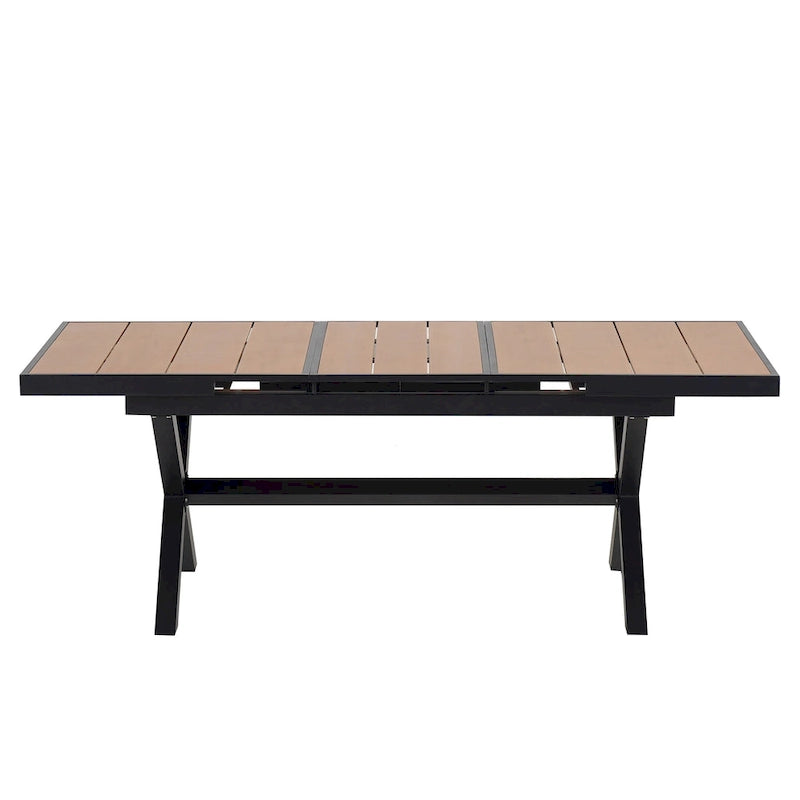 Ensemble de salle à manger d'extérieur extensible 7 pièces avec table extensible et 6 chaises avec accoudoirs
