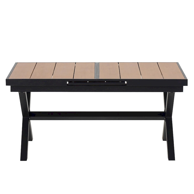 Ensemble de salle à manger d'extérieur extensible 7 pièces avec table extensible et 6 chaises avec accoudoirs
