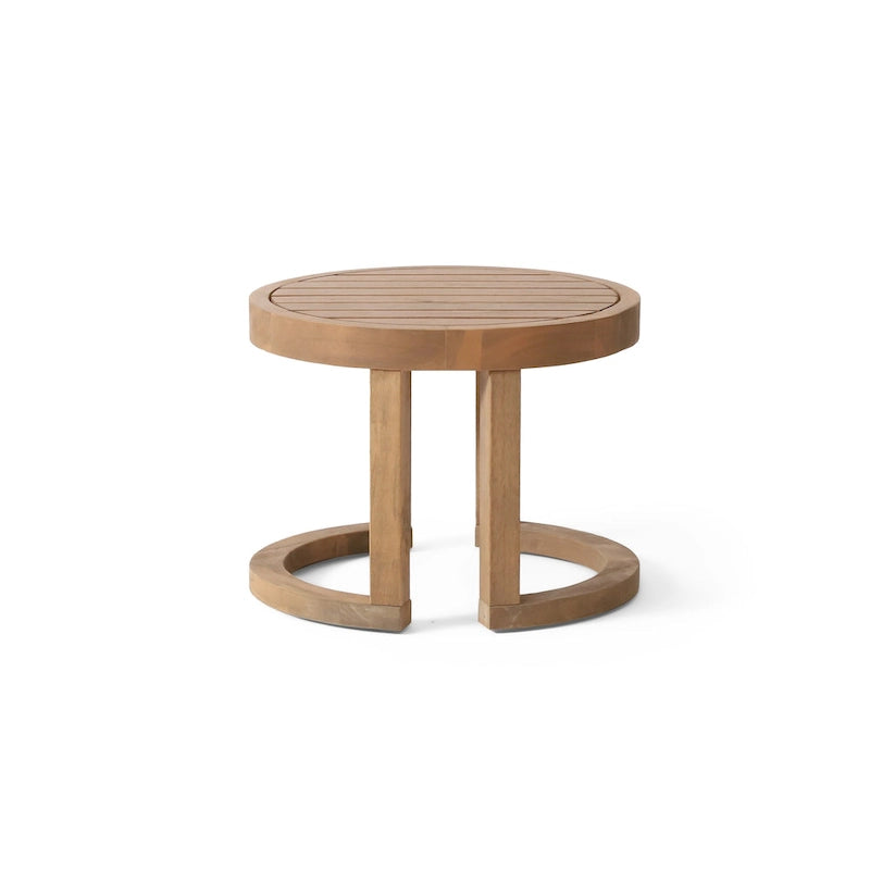 Ensemble de 3 chaises longues d'extérieur en bois d'acacia avec 2 chaises longues en osier tressé et une table d'appoint en bois massif de 18 pouces