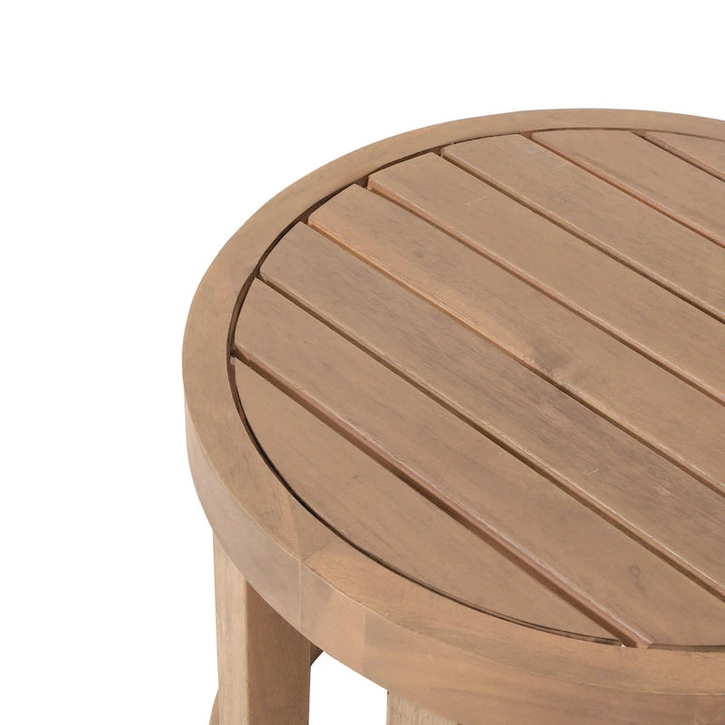 Ensemble de 3 chaises longues d'extérieur en bois d'acacia avec 2 chaises longues en osier tressé et une table d'appoint en bois massif de 18 pouces