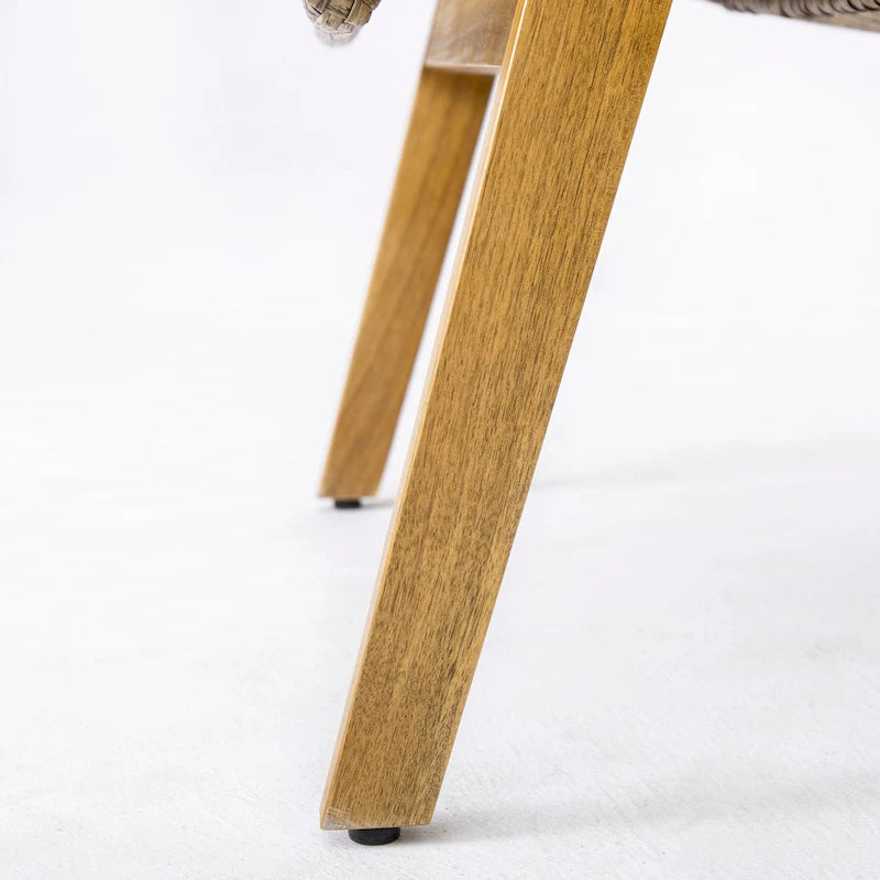 Ensemble de 3 chaises longues d'extérieur en bois d'acacia avec 2 chaises longues en osier tressé et une table d'appoint en bois massif de 18 pouces