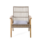 Ensemble de 3 chaises longues d'extérieur en bois d'acacia avec 2 chaises longues en osier tressé et une table d'appoint en bois massif de 18 pouces