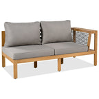 Ensemble de canapé d'angle en L 4 pièces en bois d'acacia pour l'extérieur, avec table basse et table d'appoint.