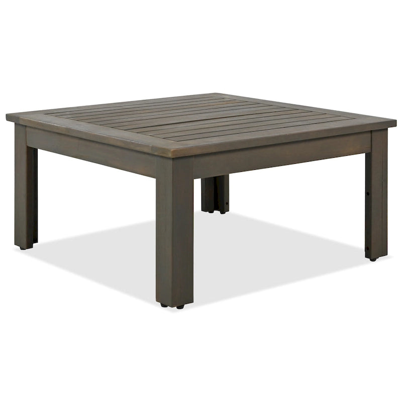 Ensemble de canapé d'angle en L 4 pièces en bois d'acacia pour l'extérieur, avec table basse et table d'appoint.