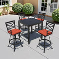 Ensemble table et tabourets de bar pivotants en aluminium pour patio extérieur (3 ou 5 pièces).