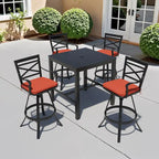 Ensemble table et tabourets de bar pivotants en aluminium pour patio extérieur (3 ou 5 pièces).
