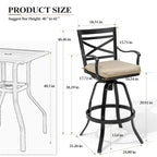 Ensemble table et tabourets de bar pivotants en aluminium pour patio extérieur (3 ou 5 pièces).