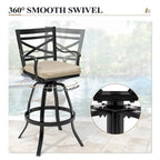 Ensemble table et tabourets de bar pivotants en aluminium pour patio extérieur (3 ou 5 pièces).