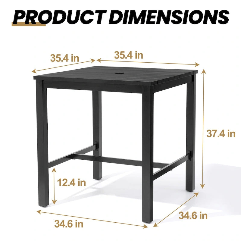 Ensemble table et tabourets de bar pivotants en aluminium pour patio extérieur (3 ou 5 pièces).