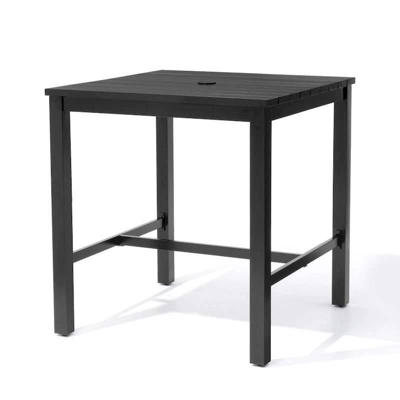 Ensemble table et tabourets de bar pivotants en aluminium pour patio extérieur (3 ou 5 pièces).