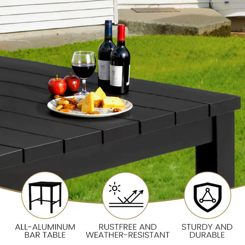Ensemble table et tabourets de bar pivotants en aluminium pour patio extérieur (3 ou 5 pièces).