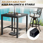 Ensemble table et tabourets de bar pivotants en aluminium pour patio extérieur (3 ou 5 pièces).