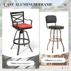 Ensemble table et tabourets de bar pivotants en aluminium pour patio extérieur (3 ou 5 pièces).