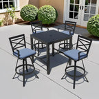 Ensemble table et tabourets de bar pivotants en aluminium pour patio extérieur (3 ou 5 pièces).
