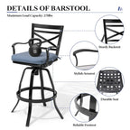 Ensemble table et tabourets de bar pivotants en aluminium pour patio extérieur (3 ou 5 pièces).