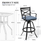 Ensemble table et tabourets de bar pivotants en aluminium pour patio extérieur (3 ou 5 pièces).