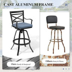 Ensemble table et tabourets de bar pivotants en aluminium pour patio extérieur (3 ou 5 pièces).