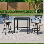 Ensemble table et tabourets de bar pivotants en aluminium pour patio extérieur (3 ou 5 pièces).