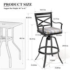 Ensemble table et tabourets de bar pivotants en aluminium pour patio extérieur (3 ou 5 pièces).