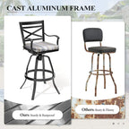 Ensemble table et tabourets de bar pivotants en aluminium pour patio extérieur (3 ou 5 pièces).