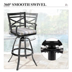 Ensemble table et tabourets de bar pivotants en aluminium pour patio extérieur (3 ou 5 pièces).