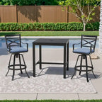 Ensemble table et tabourets de bar pivotants en aluminium pour patio extérieur (3 ou 5 pièces).