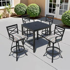 Ensemble table et tabourets de bar pivotants en aluminium pour patio extérieur (3 ou 5 pièces).
