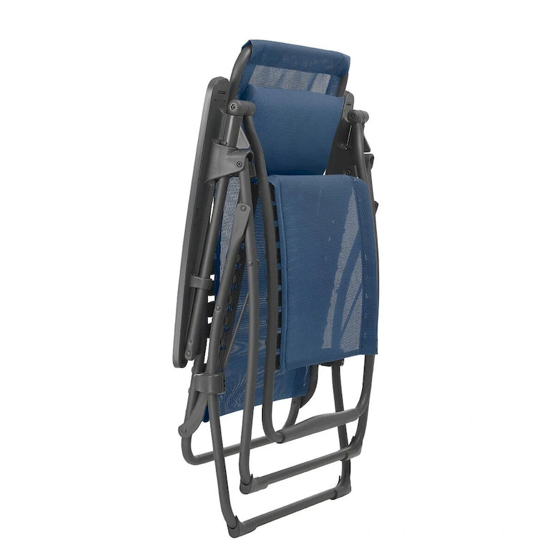 Fauteuil de jardin zéro gravité en graphite avec coussin, résistant aux intempéries et pliable - 70 cm