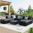 Ensemble de canapé d'angle d'extérieur en résine tressée 8 pièces avec table basse et coussins