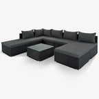 Ensemble de canapé d'angle d'extérieur en résine tressée 8 pièces avec table basse et coussins