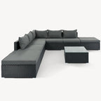 Ensemble de canapé d'angle d'extérieur en résine tressée 8 pièces avec table basse et coussins