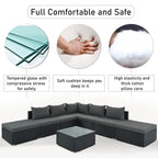 Ensemble de canapé d'angle d'extérieur en résine tressée 8 pièces avec table basse et coussins