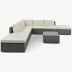 Ensemble de canapé d'angle d'extérieur en résine tressée 8 pièces avec table basse et coussins
