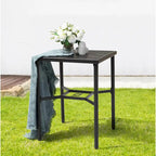 Outdoor 28 Inch Square Bar Table with Mesh Top and 1.57-Inch Umbrella Hole